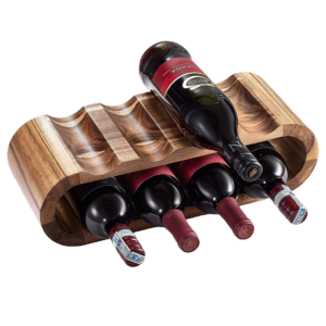 Porte-Bouteilles en Bois d'Acacia Moderne - Casier à Vin sur Pied 8 Bouteilles - Support de Rangement de Comptoir pour Fêtes