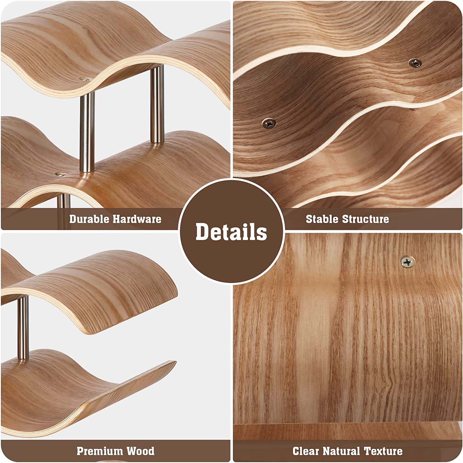 Casier à Vin en Bois de Bouleau Massif - Porte-Bouteille Modulable 14 Bouteilles - Décoration de Comptoir Naturelle – Image 5