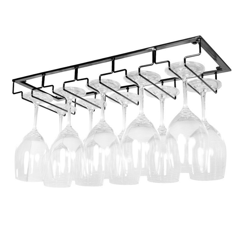 Porte-Verres à Vin Suspendu LINGDING - Support Métallique Double Rangée Style Européen - Finition Luxe Moderne