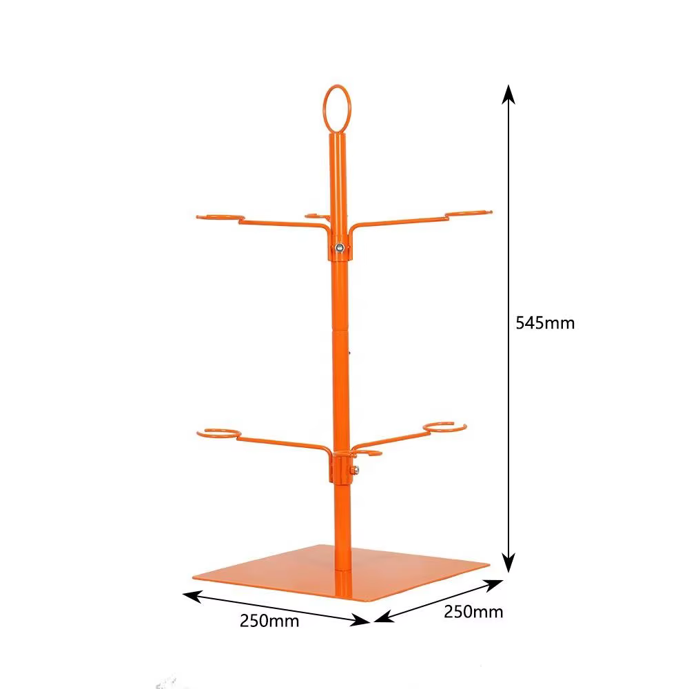 Arbre à Cocktail Pliable en Acier - Support 6 Verres à Pied - Présentoir de Bar à 2 Niveaux - Orange Vibrant – Image 3